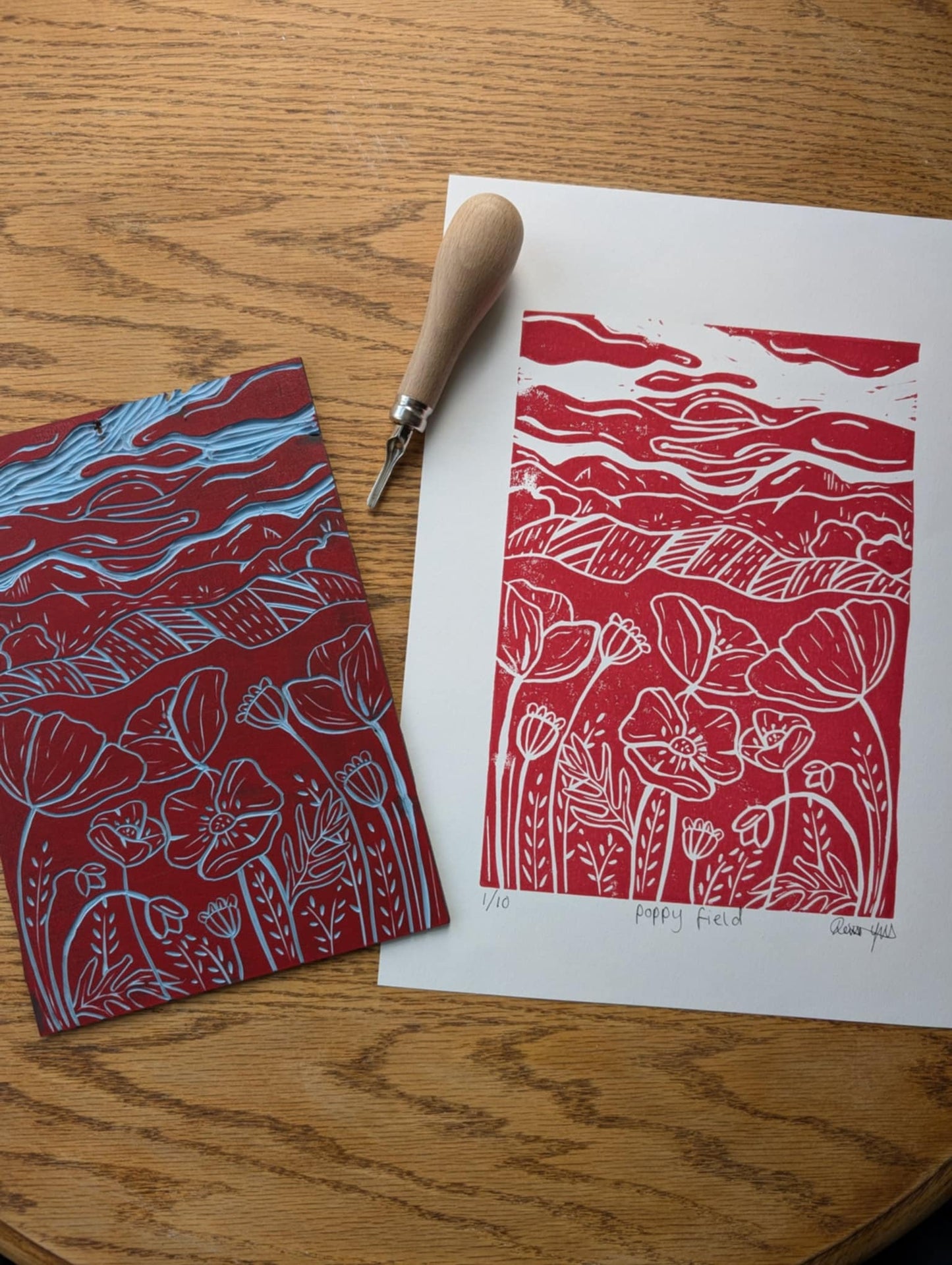 Poppy Field Lino Print