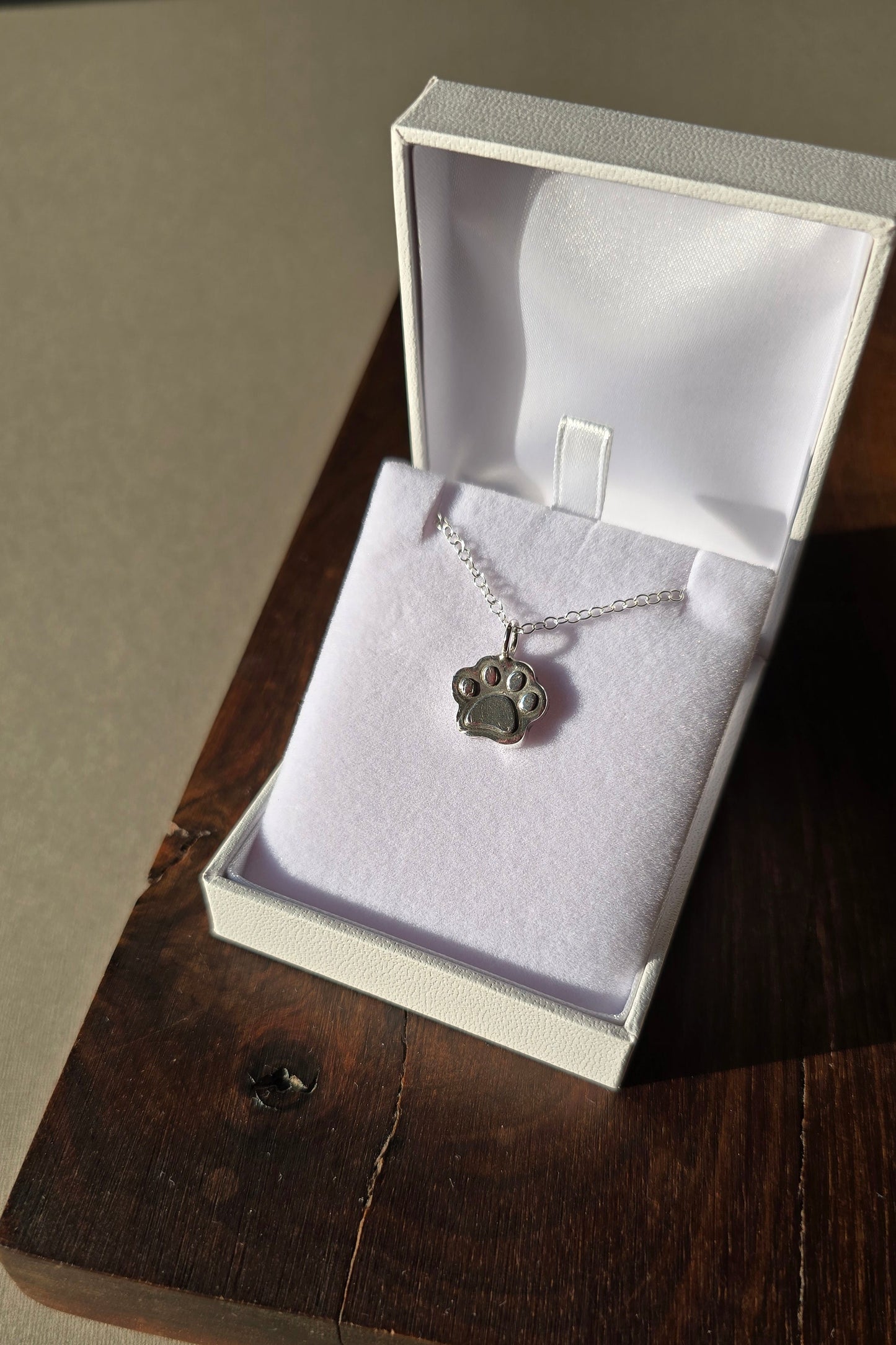 Memorial ash jewellery paw print for pets