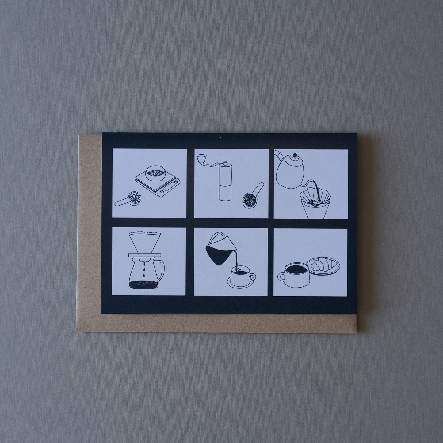 Pour Over Coffee Brewing Process Card