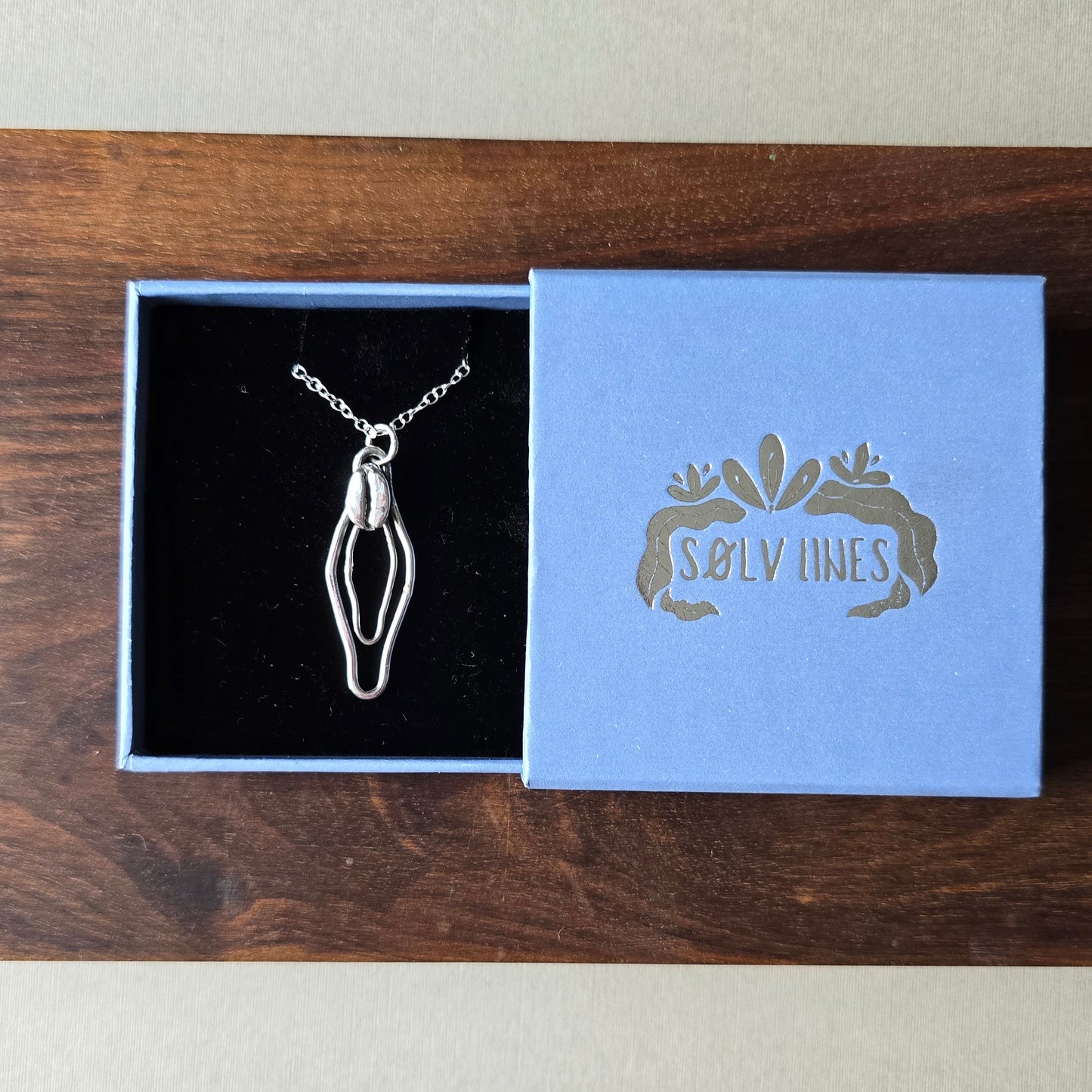 Sterling silver coffee Vulva Necklace