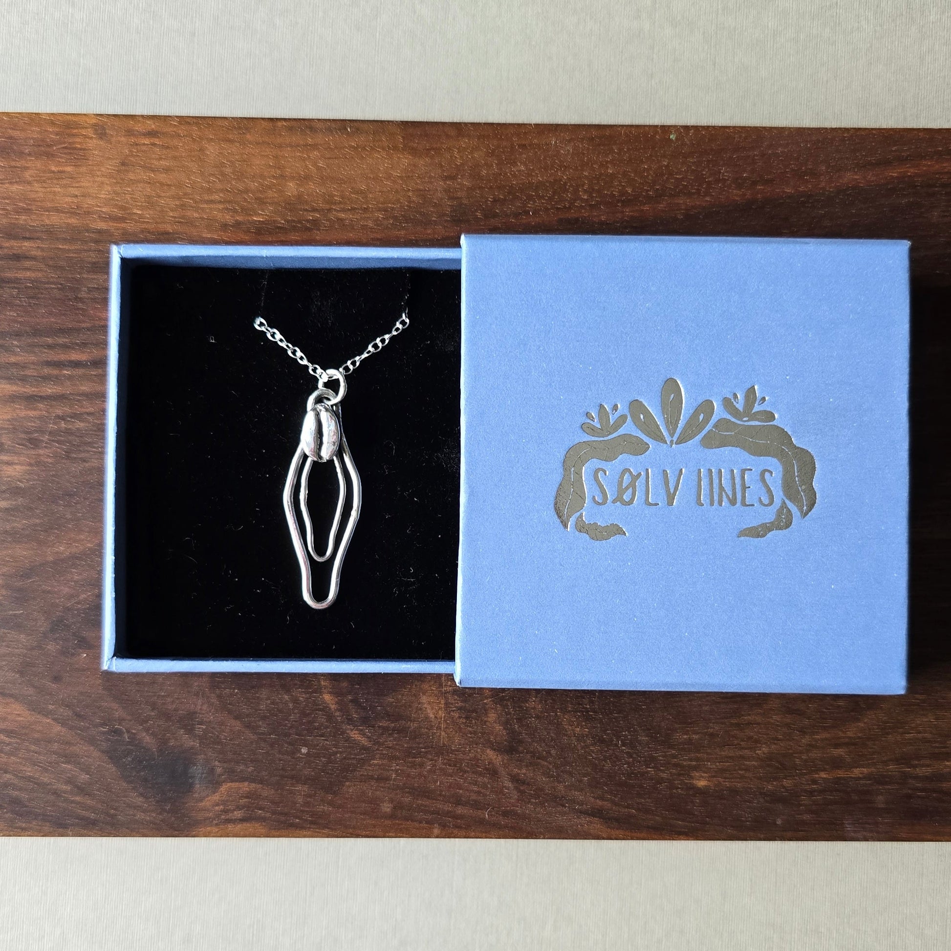 Sterling silver coffee Vulva Necklace