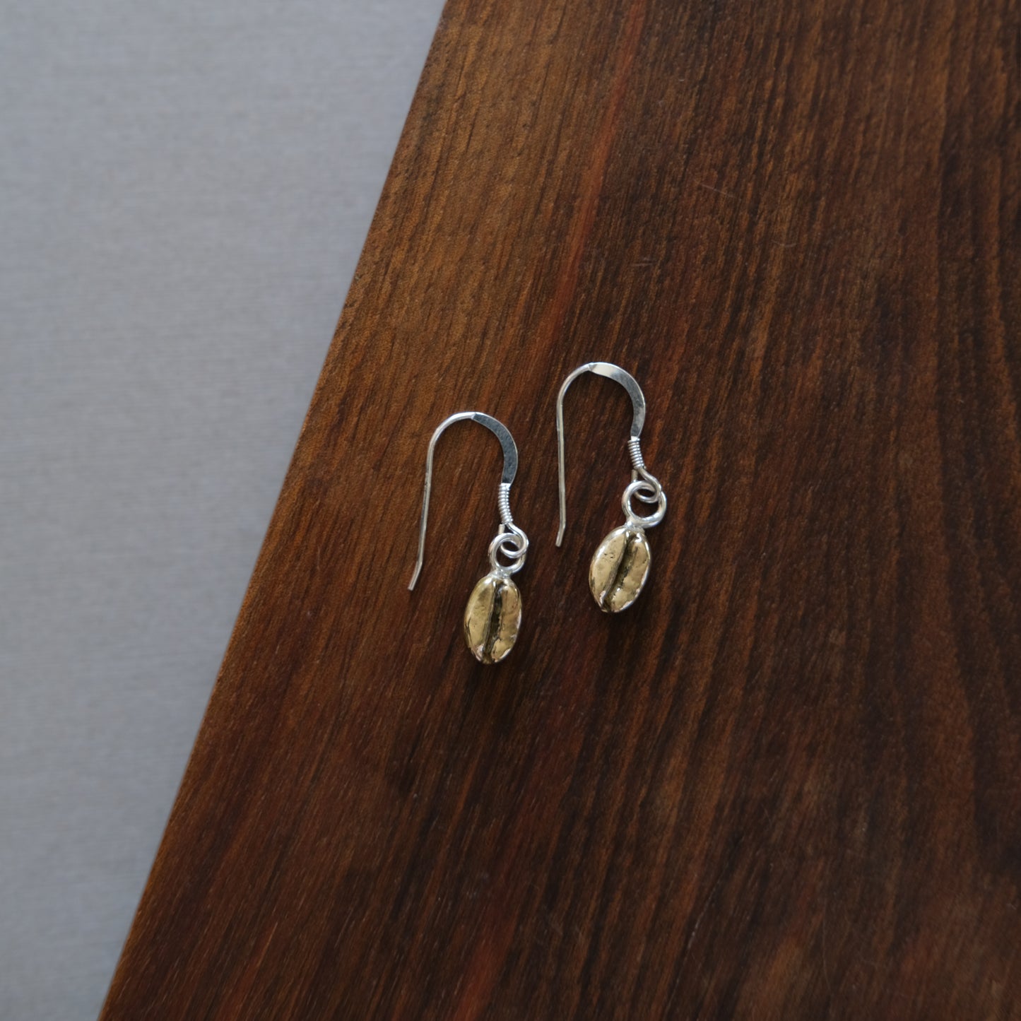gold coffee bean drop earrings