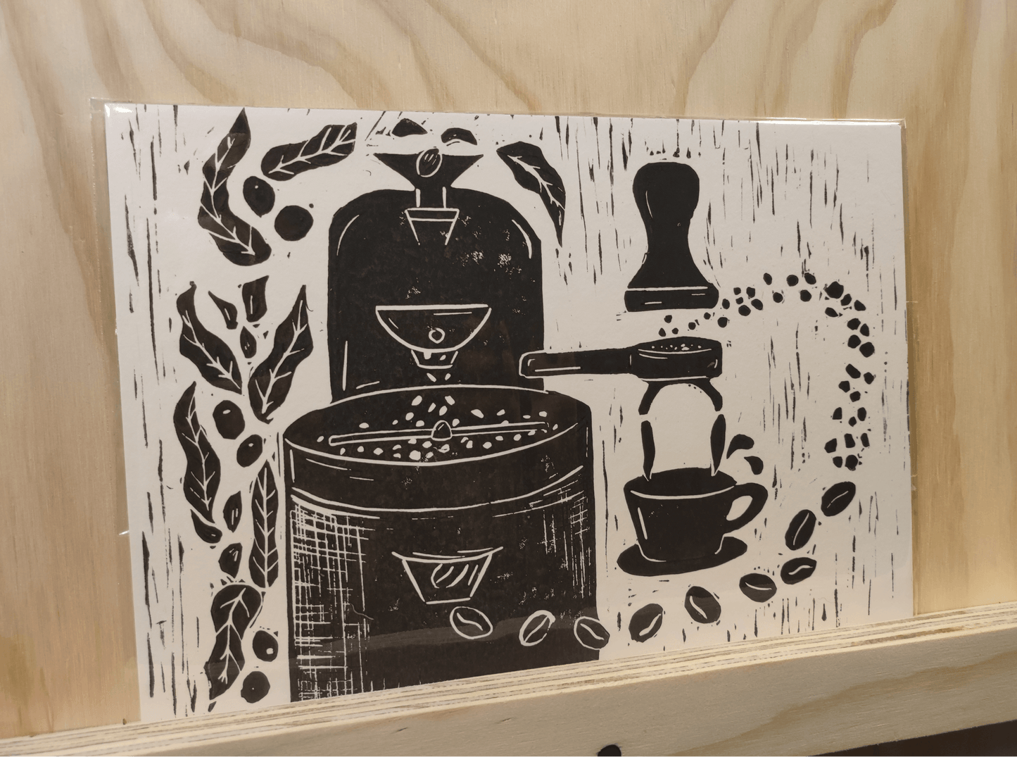 Roasted Lino Print - Sølv Lines