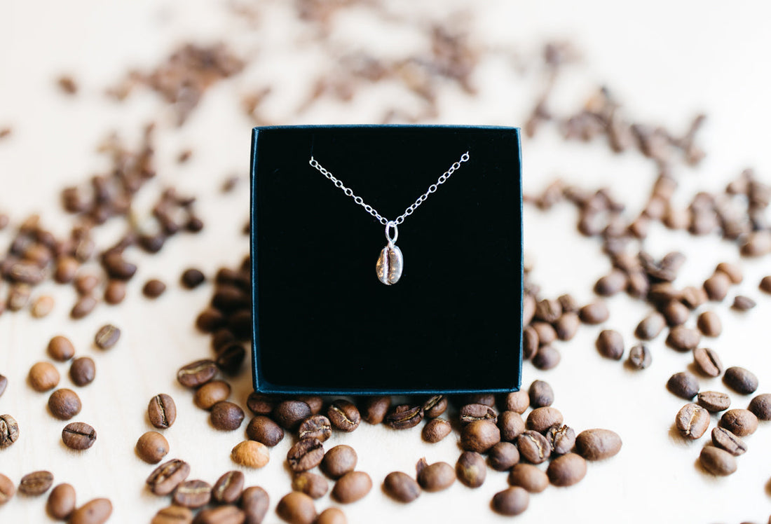 A silver coffee bean necklace 