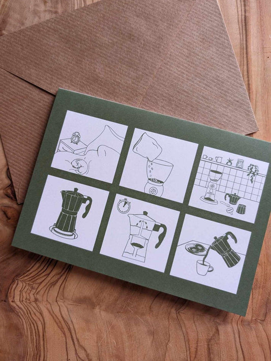 Moka Pot Card - Sølv Lines