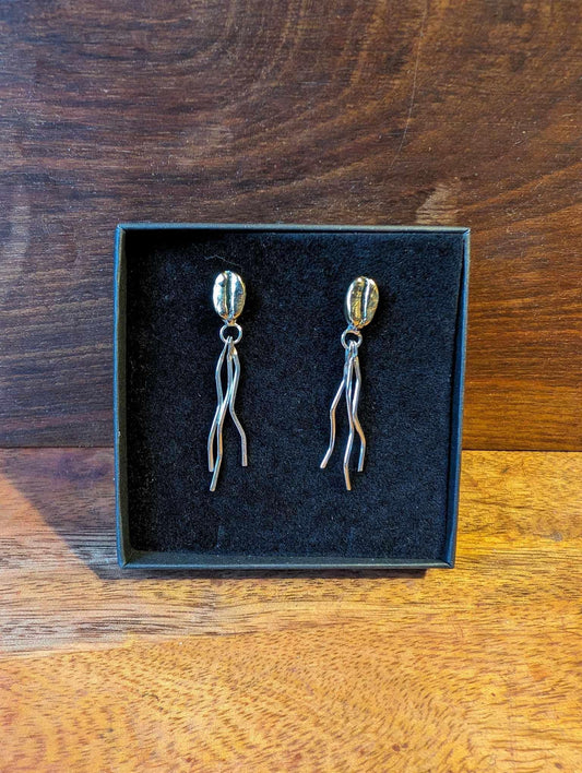 Flowing Coffee Bean Drop Earrings - Sølv Lines