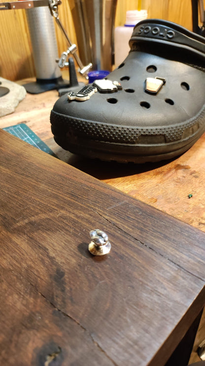 Coffee Bean Croc Charm - Sølv Lines