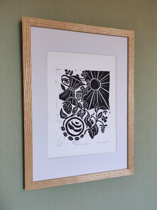 Morning Coffee Lino Print - Sølv Lines