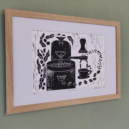 Roasted Lino Print - Sølv Lines