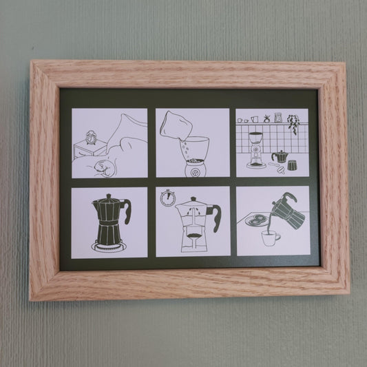 Moka Pot Design Art Print - Sølv Lines