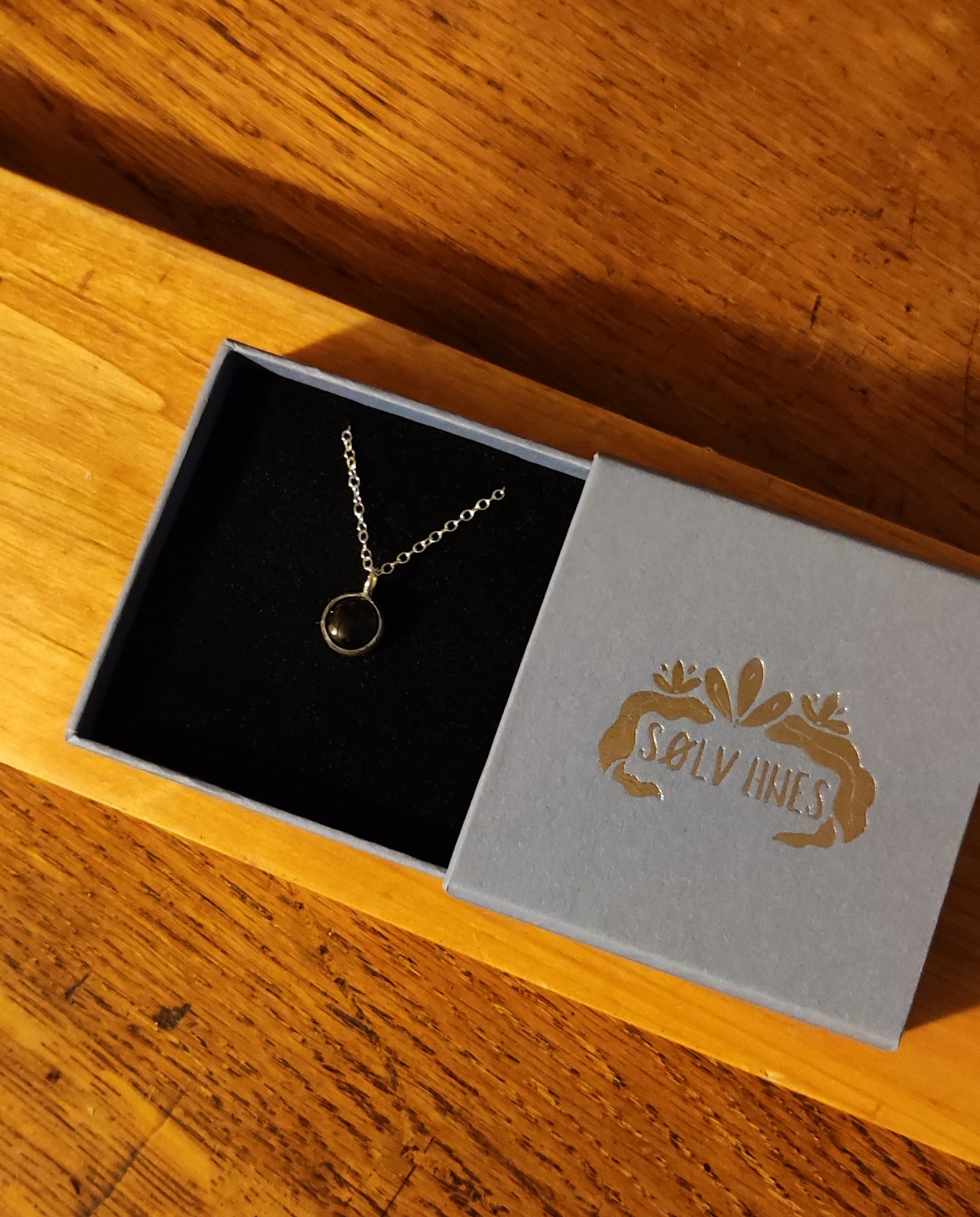 Stone Set Onyx Necklace - Sølv Lines
