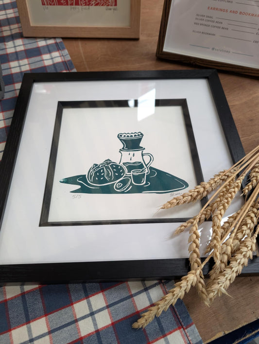 Breakfast Lino Print