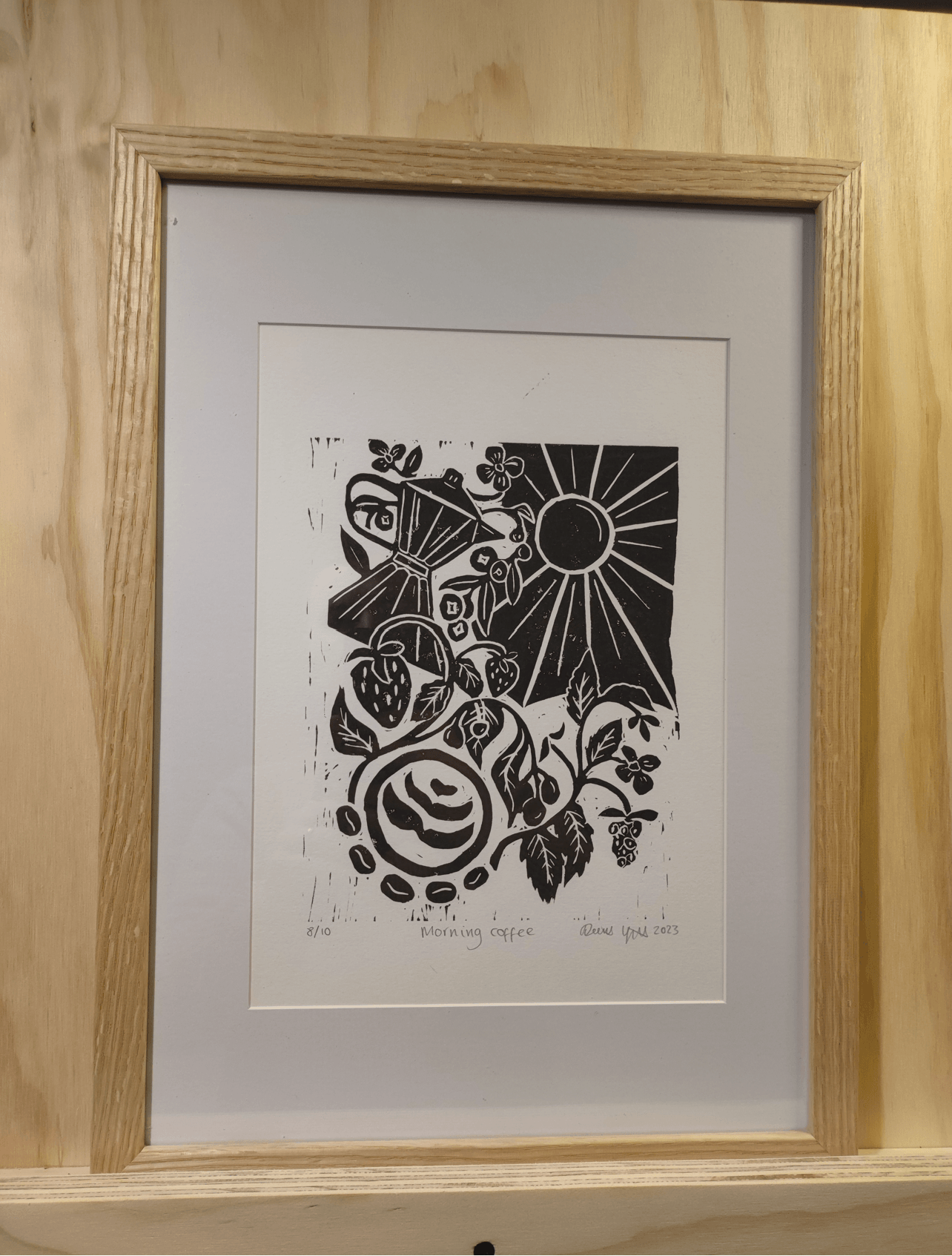 Morning Coffee Lino Print - Sølv Lines