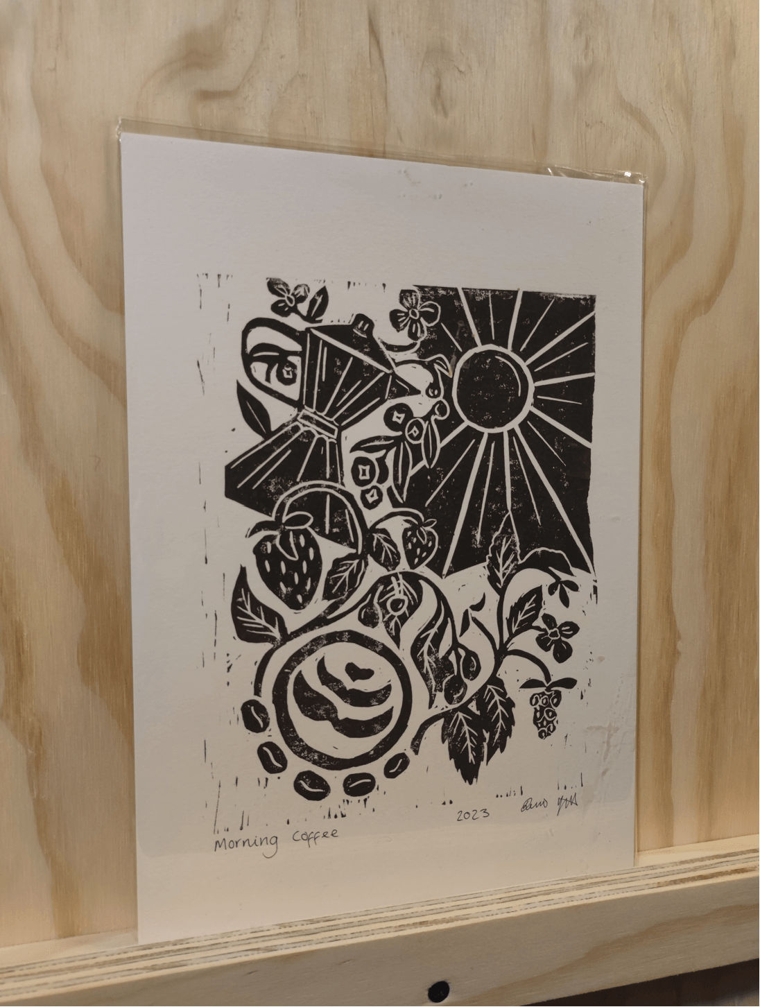Morning Coffee Lino Print - Sølv Lines