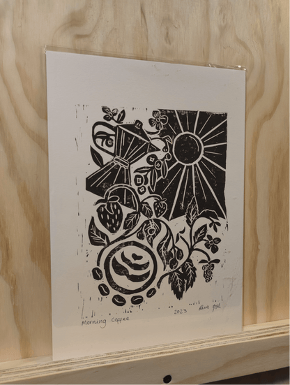 Morning Coffee Lino Print - Sølv Lines