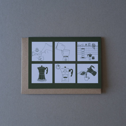 Moka Pot Coffee Brewing Process Card