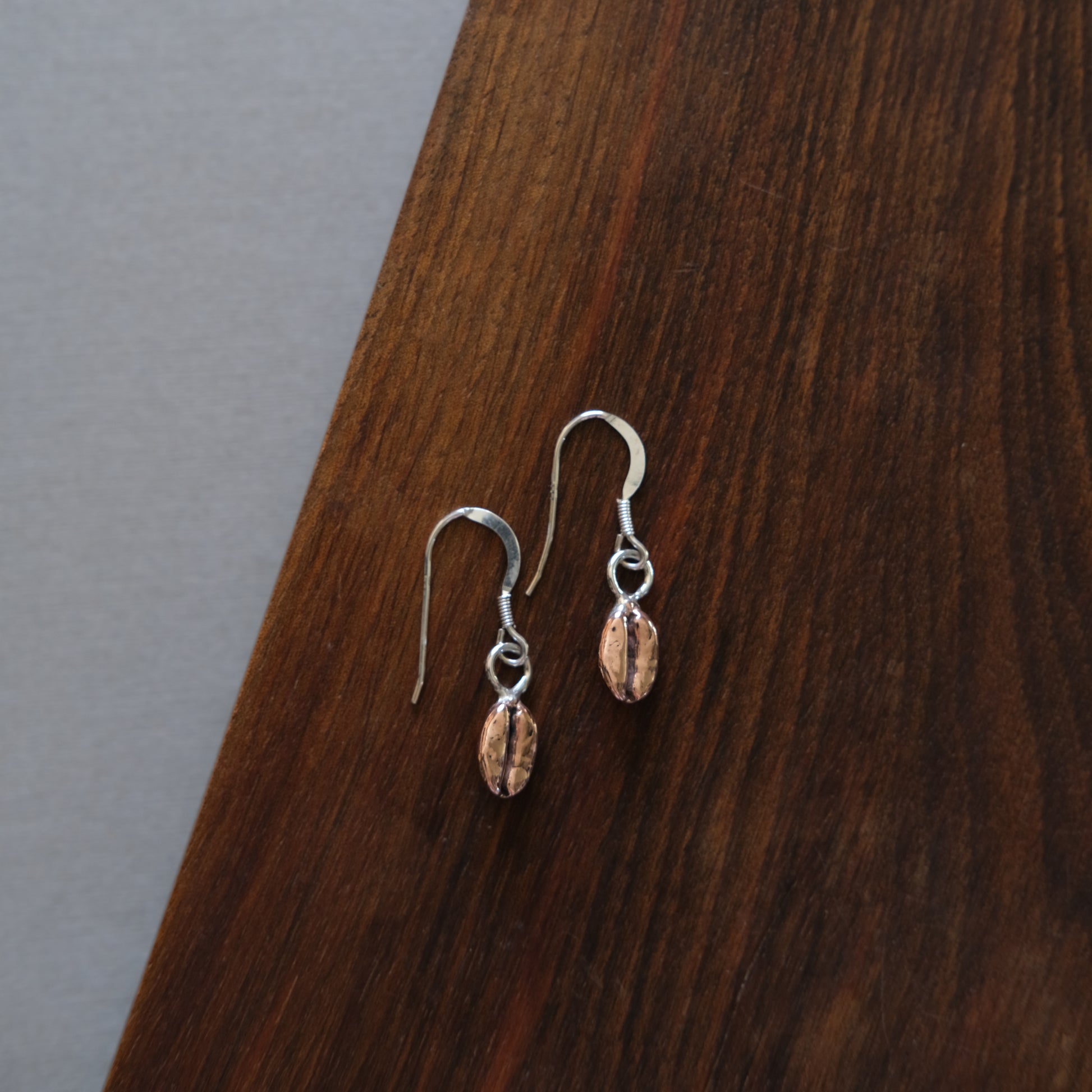 red bronze coffee bean drop earrings