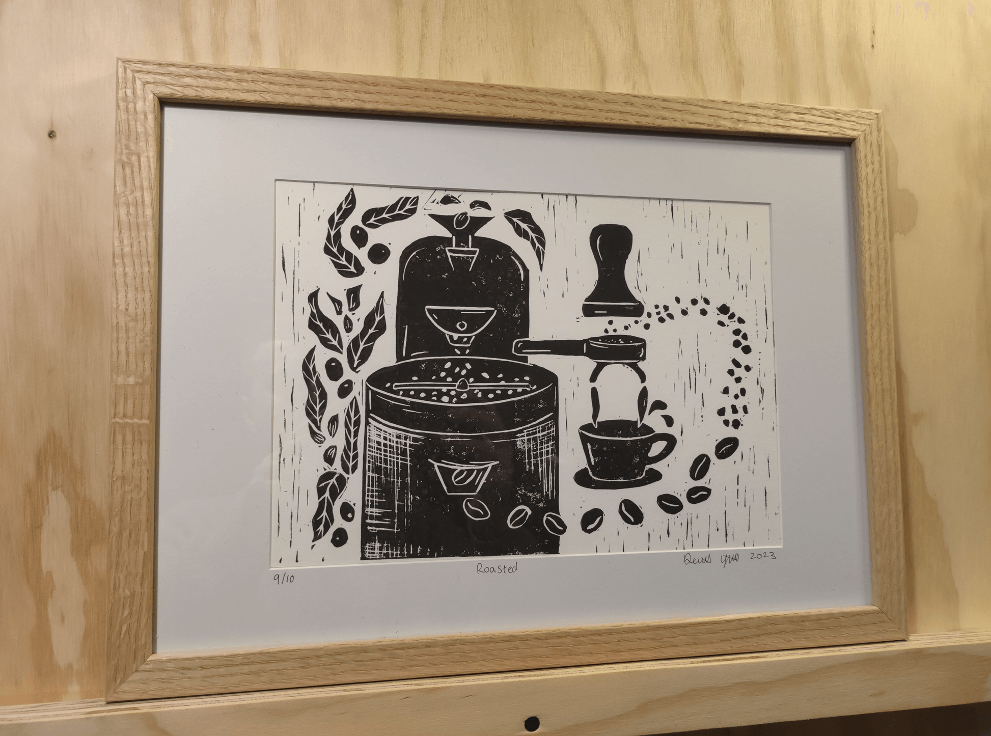 Roasted Lino Print - Sølv Lines