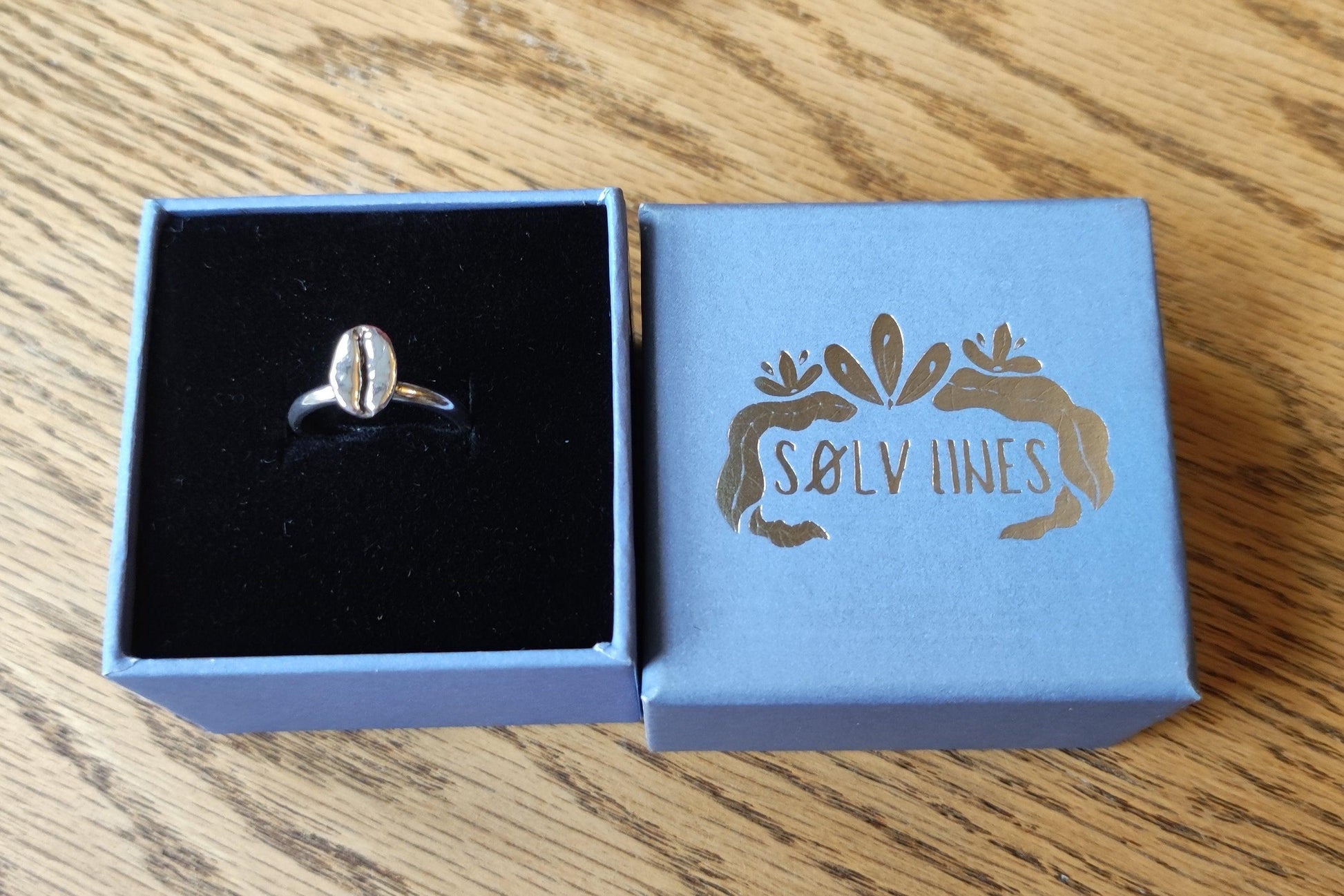 Fixed Band Colombian Coffee Bean Ring in sterling silver - Sølv Lines
