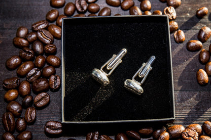 Barako Liberica Sterling Silver Coffee Bean Cuff Links - Sølv Lines