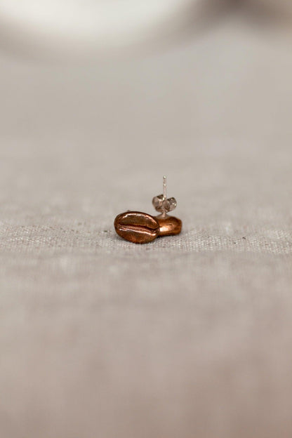 Red Bronze Coffee Bean stud Earrings - Sølv Lines