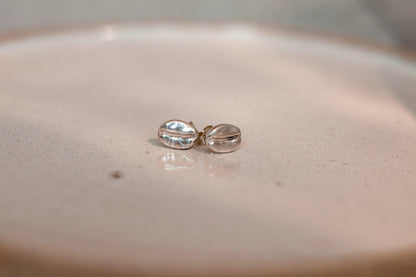 Sterling Silver Coffee Bean stud Earrings - Sølv Lines