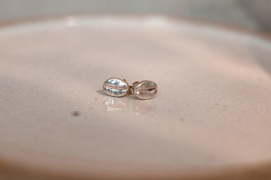Sterling Silver Coffee Bean stud Earrings - Sølv Lines