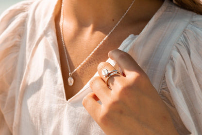 Fixed Band Colombian Coffee Bean Ring in sterling silver - Sølv Lines